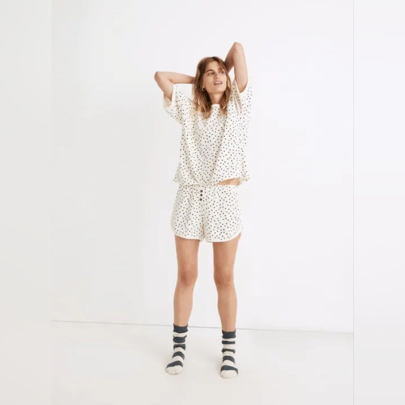Madewell Tops - Madewell Waffle Knit Pajama Tee in Tossed Dot Size Medium 100% Cotton Comfy Soft